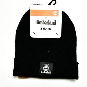 NWT Timberland (2pc) Acrylic Cuffed 2 Pair Beanies Black & Brown